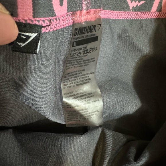 Gymshark Women's Cropped Leggings-Gray with Pink Waistband-Size M - Picture 3 of 6